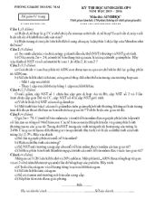 Kỳ thi học sinh giỏi lớp 9 năm học 2015  2016 môn thi sinh học